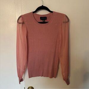 Premise Pink Fitted Ribbed Long Sleeve Blouse